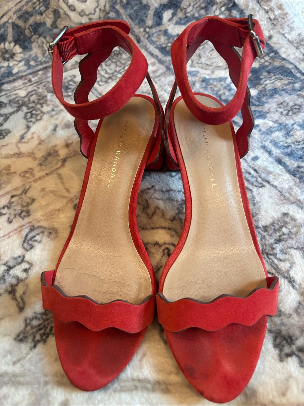 Loeffler Randall Red Scalloped Ankle-Strap Heels